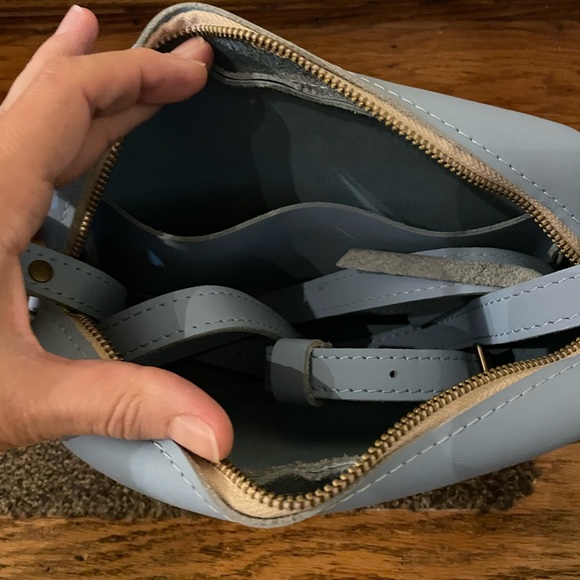 Portland Leather Floral Embroidered Blue Crossbody Bag - Picture 2 of 4